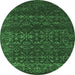 Round Abstract Emerald Green Contemporary Rug, con1277emgrn