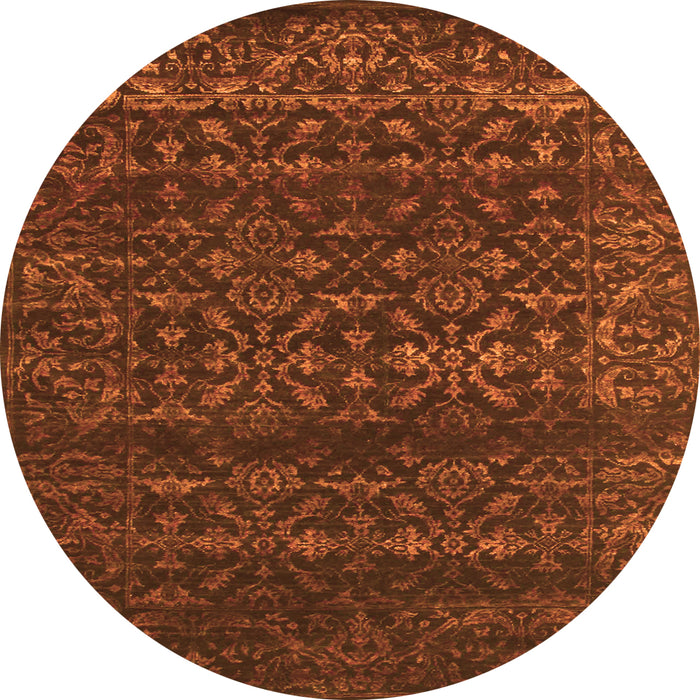 Square Abstract Orange Contemporary Rug, con1277org