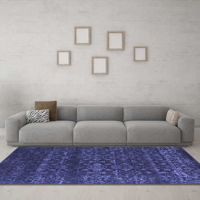 Machine Washable Abstract Blue Contemporary Rug in a Living Room, wshcon1277blu