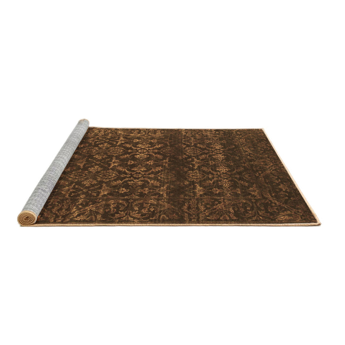Sideview of Machine Washable Abstract Brown Contemporary Rug, wshcon1277brn