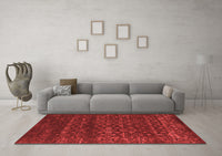 Machine Washable Abstract Red Contemporary Rug, wshcon1277red