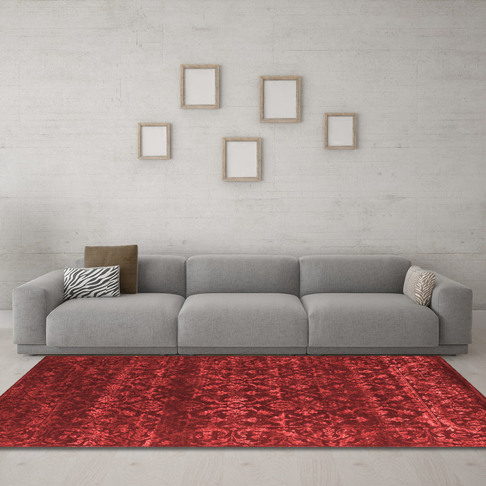 Contemporary Red Washable Rugs