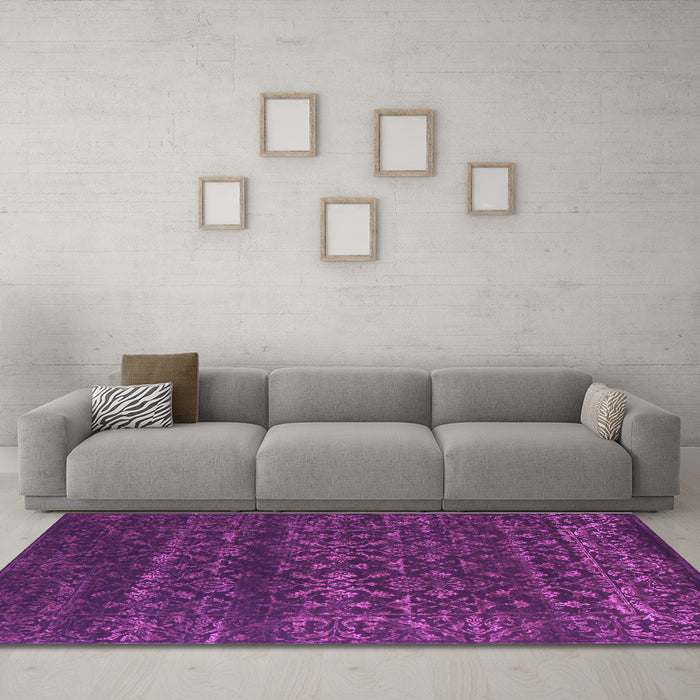 Machine Washable Abstract Purple Contemporary Area Rugs in a Living Room, wshcon1277pur