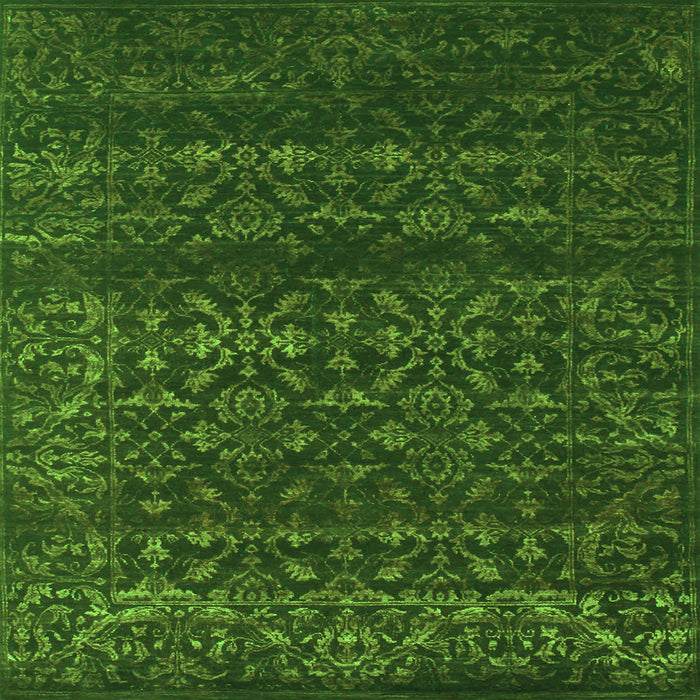 Round Machine Washable Abstract Green Contemporary Area Rugs, wshcon1277grn