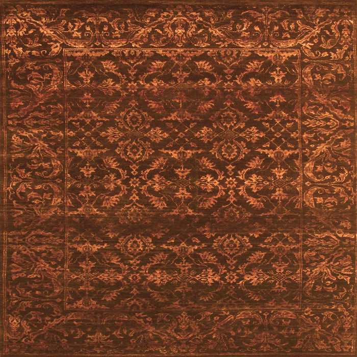 Round Machine Washable Abstract Orange Contemporary Area Rugs, wshcon1277org