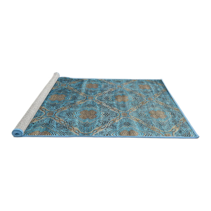Serging Thickness of Machine Washable Contemporary Deep Turquoise Green Rug, wshcon1278