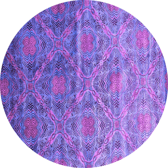 Round Machine Washable Abstract Purple Contemporary Area Rugs, wshcon1278pur
