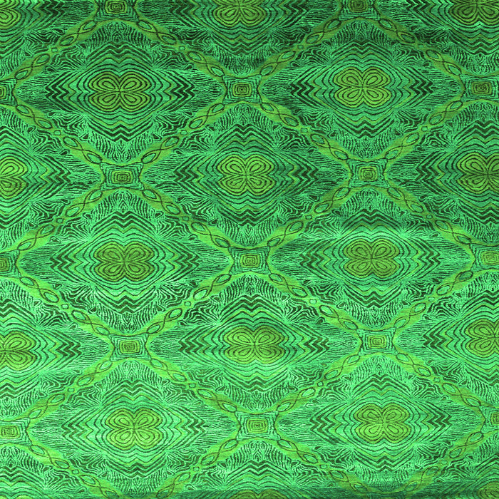 Round Machine Washable Abstract Green Contemporary Area Rugs, wshcon1278grn