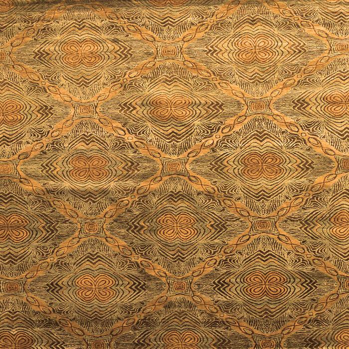 Round Machine Washable Abstract Orange Contemporary Area Rugs, wshcon1278org
