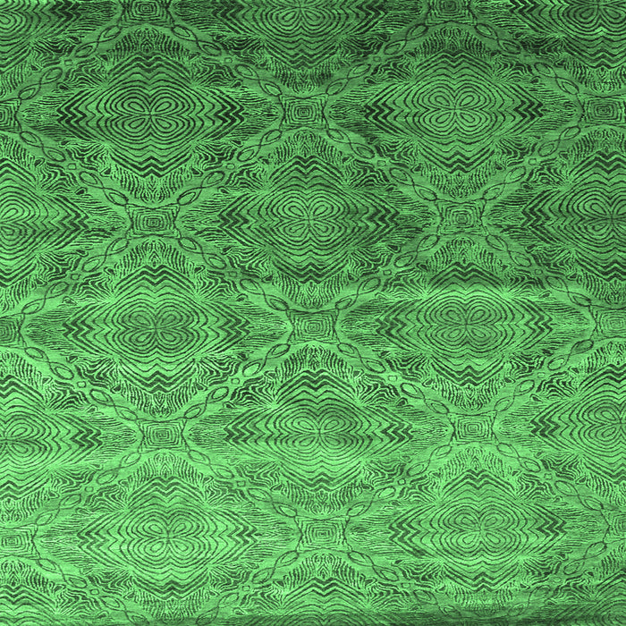 Square Machine Washable Abstract Emerald Green Contemporary Area Rugs, wshcon1278emgrn