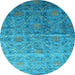 Round Machine Washable Abstract Light Blue Contemporary Rug, wshcon1278lblu