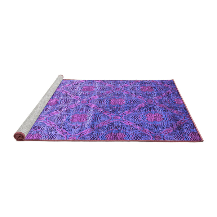 Sideview of Machine Washable Abstract Purple Contemporary Area Rugs, wshcon1278pur