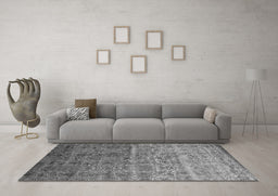 Machine Washable Abstract Gray Contemporary Rug in a Living Room,, wshcon1278gry