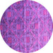 Round Abstract Pink Contemporary Rug, con1278pnk