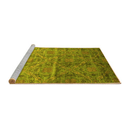 Sideview of Machine Washable Abstract Yellow Contemporary Rug, wshcon1278yw