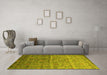 Machine Washable Abstract Yellow Contemporary Rug in a Living Room, wshcon1278yw