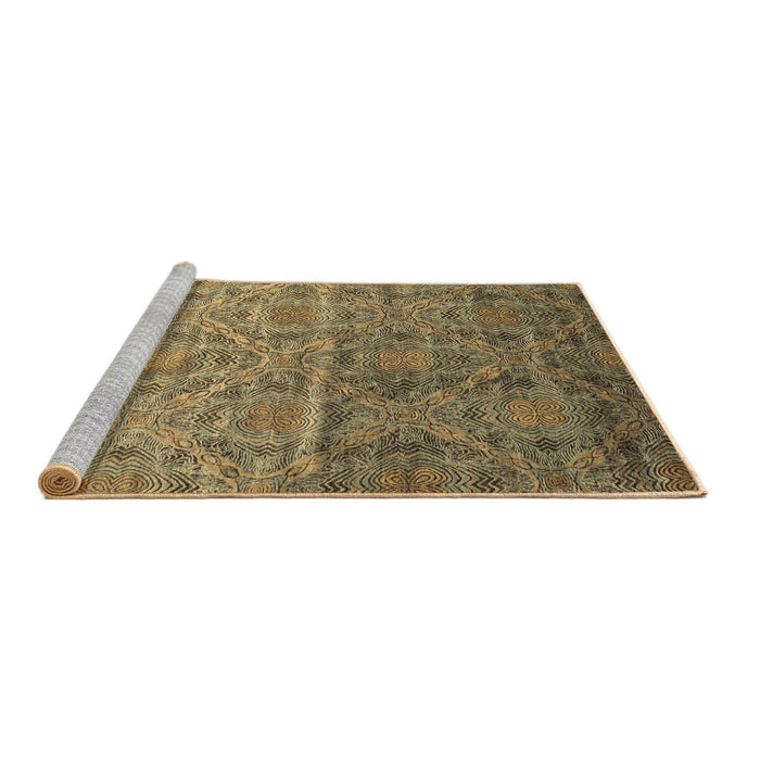 Sideview of Machine Washable Abstract Brown Contemporary Rug, wshcon1278brn