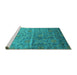 Sideview of Machine Washable Abstract Turquoise Contemporary Area Rugs, wshcon1278turq