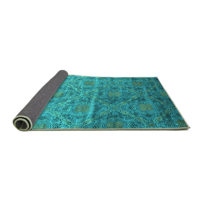Sideview of Abstract Turquoise Contemporary Rug, con1278turq