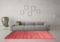 Machine Washable Abstract Red Contemporary Rug, wshcon1278red