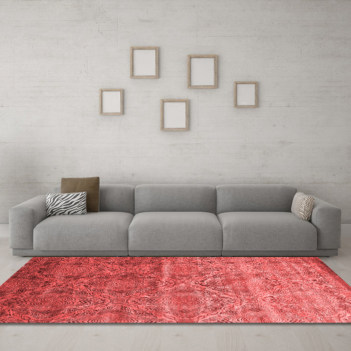 Contemporary Red Washable Rugs