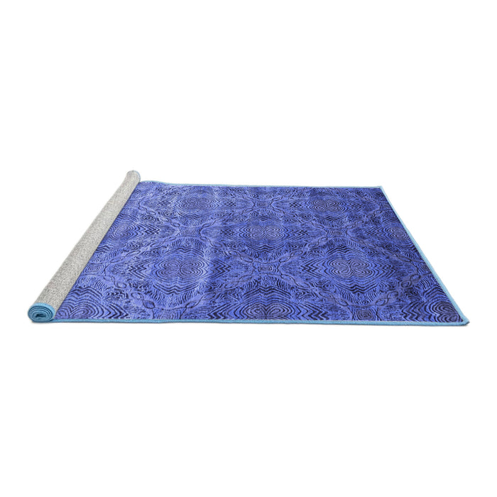 Sideview of Machine Washable Abstract Blue Contemporary Rug, wshcon1278blu