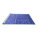 Sideview of Machine Washable Abstract Blue Contemporary Rug, wshcon1278blu