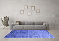 Machine Washable Abstract Blue Contemporary Rug, wshcon1278blu