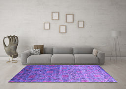 Machine Washable Abstract Purple Contemporary Area Rugs in a Living Room, wshcon1278pur