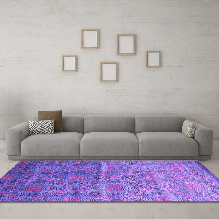 Machine Washable Abstract Purple Contemporary Area Rugs in a Living Room, wshcon1278pur