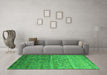 Machine Washable Abstract Green Contemporary Area Rugs in a Living Room,, wshcon1278grn