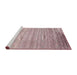 Serging Thickness of Machine Washable Contemporary Rose Pink or Pink Rose Pink Rug, wshcon1279