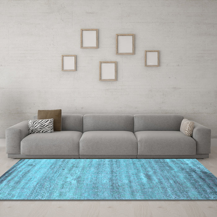Machine Washable Abstract Light Blue Contemporary Rug in a Living Room, wshcon1279lblu