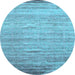 Round Machine Washable Abstract Light Blue Contemporary Rug, wshcon1279lblu