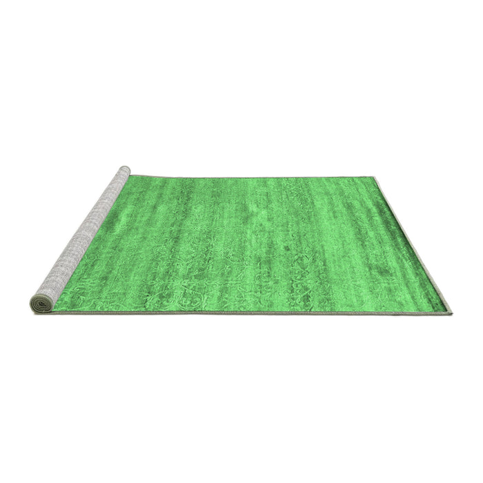 Sideview of Machine Washable Abstract Emerald Green Contemporary Area Rugs, wshcon1279emgrn