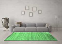 Machine Washable Abstract Emerald Green Contemporary Area Rugs in a Living Room,, wshcon1279emgrn