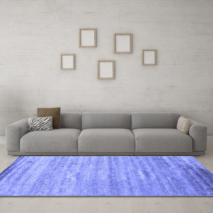 Machine Washable Abstract Blue Contemporary Rug in a Living Room, wshcon1279blu