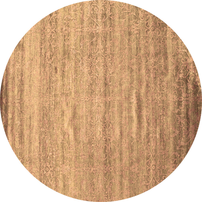 Round Abstract Brown Contemporary Rug, con1279brn