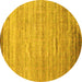 Round Abstract Yellow Contemporary Rug, con1279yw