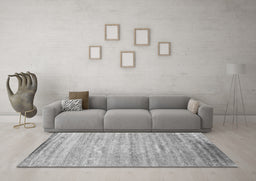 Machine Washable Abstract Gray Contemporary Rug in a Living Room,, wshcon1279gry