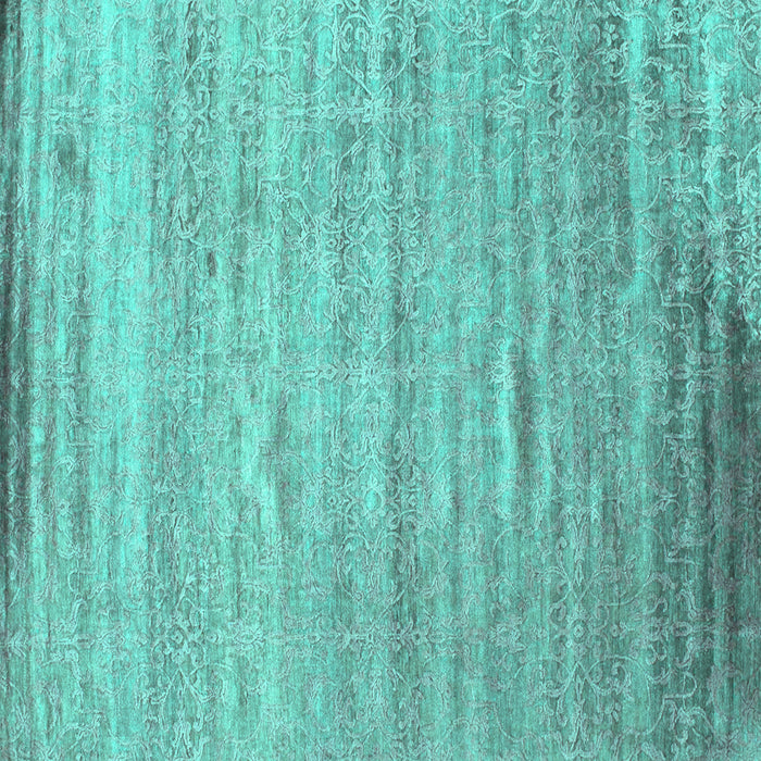 Square Machine Washable Abstract Turquoise Contemporary Area Rugs, wshcon1279turq
