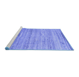 Sideview of Machine Washable Abstract Blue Contemporary Rug, wshcon1279blu