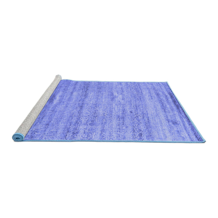 Sideview of Machine Washable Abstract Blue Contemporary Rug, wshcon1279blu