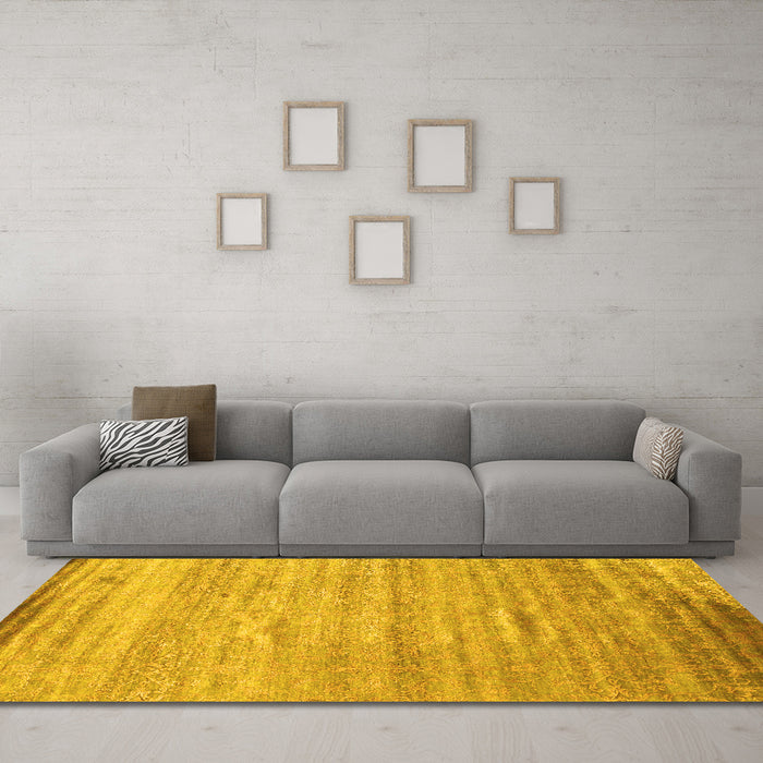 Machine Washable Abstract Yellow Contemporary Rug in a Living Room, wshcon1279yw