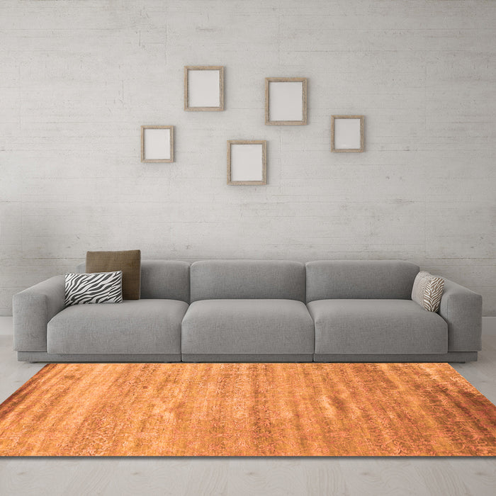 Machine Washable Abstract Orange Contemporary Area Rugs in a Living Room, wshcon1279org
