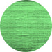 Round Abstract Emerald Green Contemporary Rug, con1279emgrn