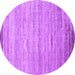 Round Abstract Purple Contemporary Rug, con1279pur