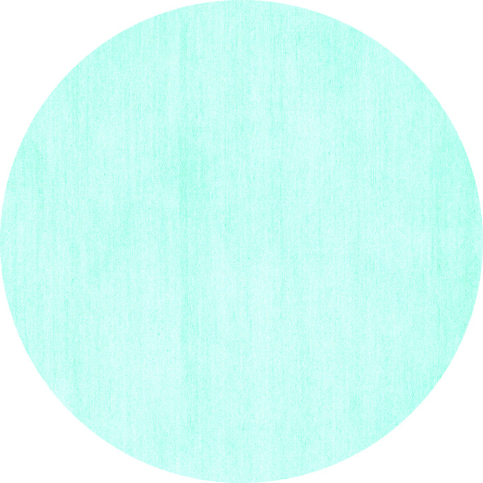 Round Machine Washable Solid Turquoise Modern Area Rugs, wshcon127turq