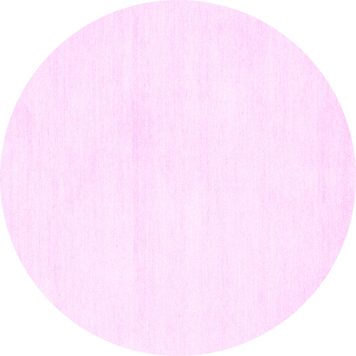 Round Machine Washable Solid Pink Modern Rug, wshcon127pnk