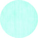 Round Solid Turquoise Modern Rug, con127turq